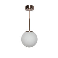 LAMPA SUFITOWA WISZĄCA ZWIS KLOSZ BIAŁY MIEDŹ GLAMOUR DO SALONU KUCHNI 1xE14 TITAN COPPER 15-595