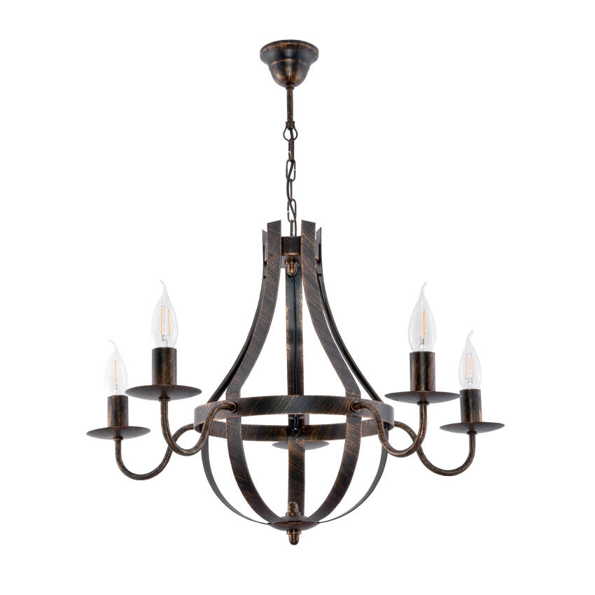 LAMPA WISZĄCA SUFITOWA OKRĄGŁA ŻYRANDOL LED DO SALONU VINTAGE RETRO 5xE14 ELEN NEGRO 11-360