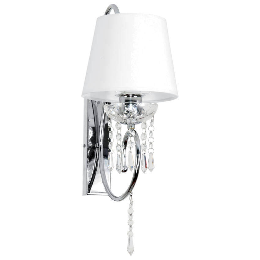 KINKIET ŚCIENNY ŁAZIENKOWY LED NA LUSTRO 1xE27 GLAMOUR BIAŁY ABAŻUR NOLA BIANCO 12-383