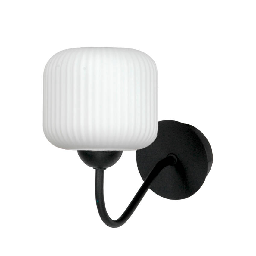 KINKIET DO ŁAZIENKI ŚCIENNY CZARNY NAD LUSTRO BIAŁY KLOSZ LOFT LED 1xE27 15-403 BELINDA