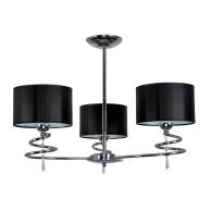 LAMPA WISZĄCA SUFITOWA ŻYRANDOL LOFT DO SALONU CHROM CZARNE ABAŻURY 3xE27 QUEEN NEGRO 12-632