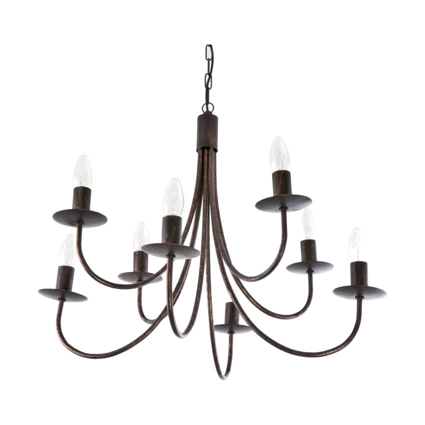 LAMPA WISZĄCA SUFITOWA ŻYRANDOL LED VINTAGE DO SALONU STARE ZŁOTO 8xE14 LUMEN OLD 710/8