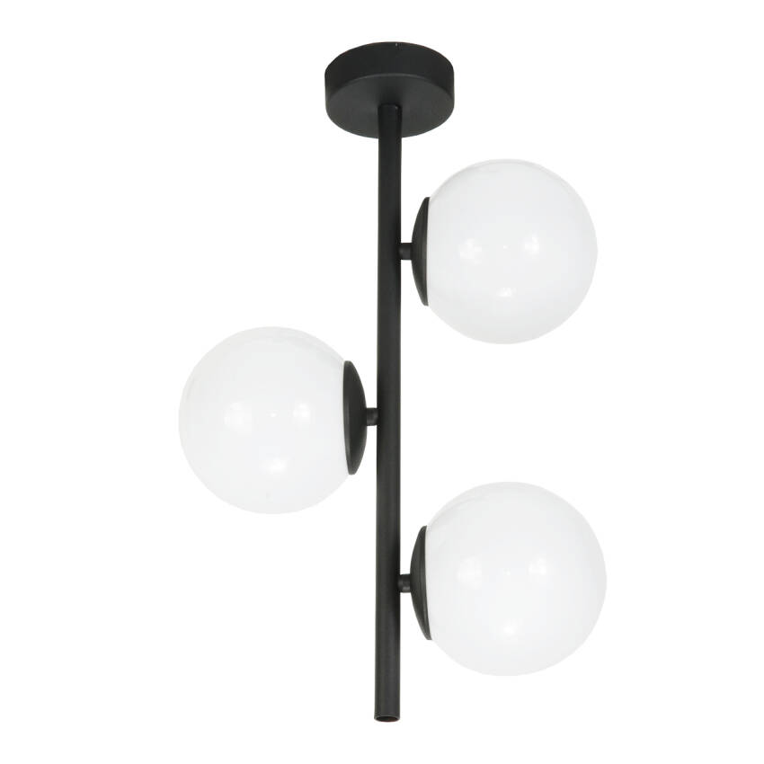 LAMPA WISZĄCA SUFITOWA ŻYRANDOL DO KUCHNI LOFT BIAŁE KULE CZARNA LED 3xE14 PETIT 13-818
