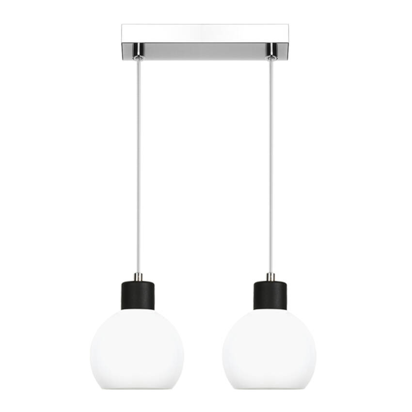 LAMPA WISZĄCA SUFITOWA ŻYRANDOL LISTWA BIAŁE KULE GLAMOUR LED 2xE27 MOKA 14-118