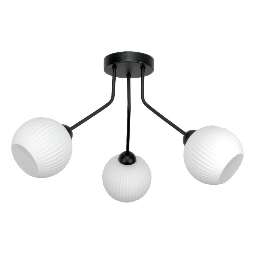 LAMPA WISZĄCA SUFITOWA ŻYRANDOL BIAŁE KULE DO SALONU LED CZARNA 3xE27 15-212 ITAL