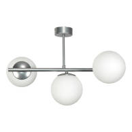 LAMPA WISZĄCA SUFITOWA ŻYRANDOL KULE BIAŁE CHROM LOFT NAD STÓŁ 3xE14 TITAN SILVER 14-912
