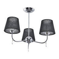 LAMPA WISZĄCA SUFITOWA ŻYRANDOL GLAMOUR DO SALONU CHROM CZARNY ABAŻUR 3xE27 BRIGIT NEGRO 11-242
