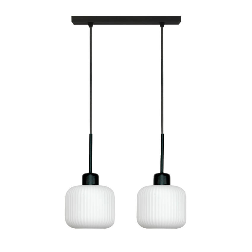 LAMPA SUFITOWA WISZĄCA CZARNA KLOSZ SZKLANY BIAŁY BEKA BIANCO 14-968