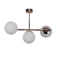 LAMPA SUFITOWA WISZĄCA KULE BIAŁE MIEDŹ GLAMOUR DO KUCHNI NAD STÓŁ 3xE14 TITAN COPPER 15-592