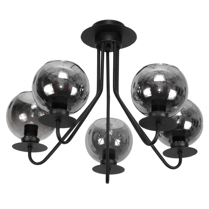 LAMPA WISZĄCA SUFITOWA ŻYRANDOL LOFT DO KUCHNI GRAFIT KULE CZARNA LED 5xE27 15-240 LUPIA
