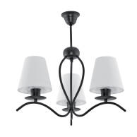 LAMPA WISZĄCA SUFITOWA ŻYRANDOL LOFT DO SALONU CZARNA BIAŁE ABAŻURY 3xE27 RAMONA NEGRO 12-322