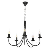 	LAMPA WISZĄCA SUFITOWA ŻYRANDOL LED RETRO DO SALONU VINTAGE CZARNA 5xE14 LUMEN NEGRO 14-880