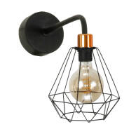 KINKIET ŚCIENNY LOFT LED DO ŁAZIENKI CZARNY Z KOSZYKIEM 1xE27 ITZA 14-363