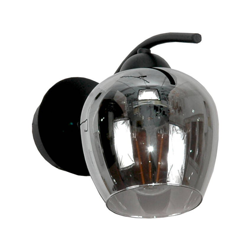 KINKIET ŚCIENNY DO SYPIALNI LED GRAFIT KLOSZ GLAMOUR CZARNY 1xE27 15-343 RUFI GREY