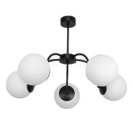 LAMPA WISZĄCA SUFITOWA ŻYRANDOL LOFT DO KUCHNI BIAŁE KULE CZARNA LED 5xE14 15-230 OSKAR
