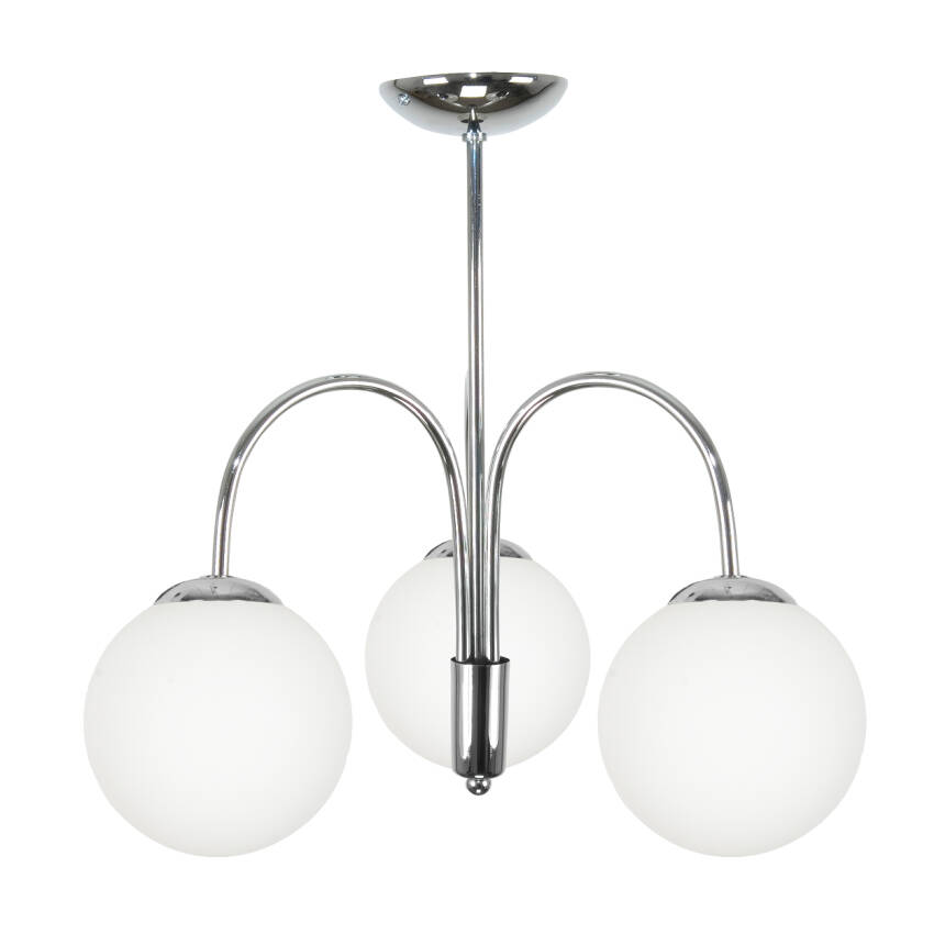 LAMPA WISZĄCA SUFITOWA ŻYRANDOL KULE BIAŁE LED GLAMOUR CHROM 3xE14 DEDE 13-742