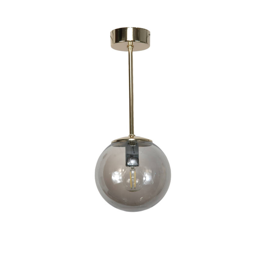 LAMPA SUFITOWA ZWIS KLOSZ GRAFIT ZŁOTA GLAMOUR DO SALONU KUCHNI 1xE14 TITAN GOLD II 15-586