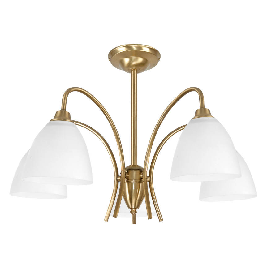 LAMPA WISZĄCA SUFITOWA ŻYRANDOL GLAMOUR ZŁOTY DO SALONU PLAFON 5xE27 LISA 14-660