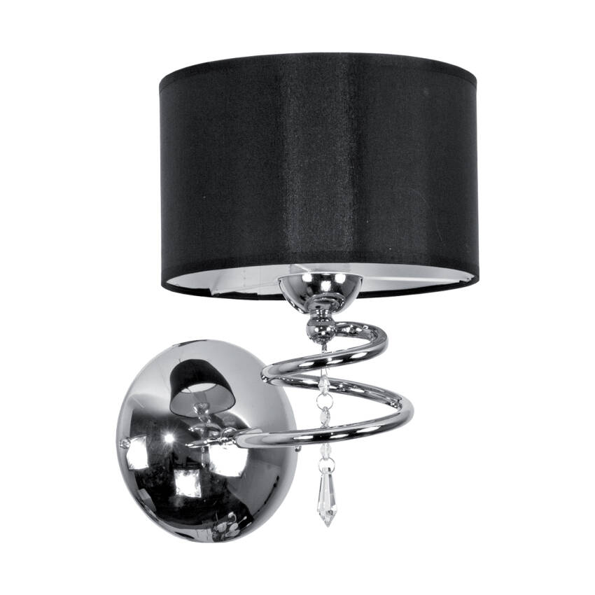 KINKIET ŚCIENNY DO SYPIALNI LED CZARNY ABAŻUR LOFT CHROM 1xE27 QUEEN NEGRO 12-633