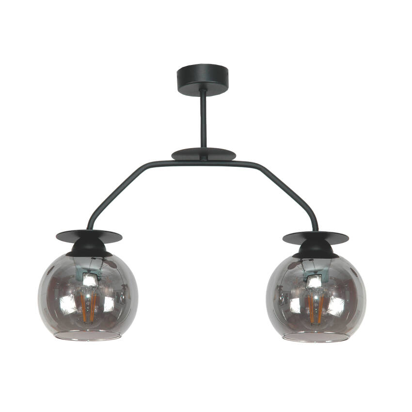LAMPA WISZĄCA SUFITOWA ŻYRANDOL LOFT DO KUCHNI GRAFIT KLOSZ CZARNA 2xE27 15-469 FRED
