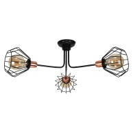 LAMPA SUFITOWA WISZĄCA ŻYRANDOL LOFT DO SALONU CZARNA KOSZYKI LED 5xE27 RALF 14-632