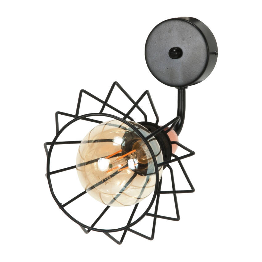 KINKIET ŚCIENNY ŁAZIENKOWY DRUCIANY KLOSZ CZARNY MIEDZIANY LED 1xE27 RALF 14-633