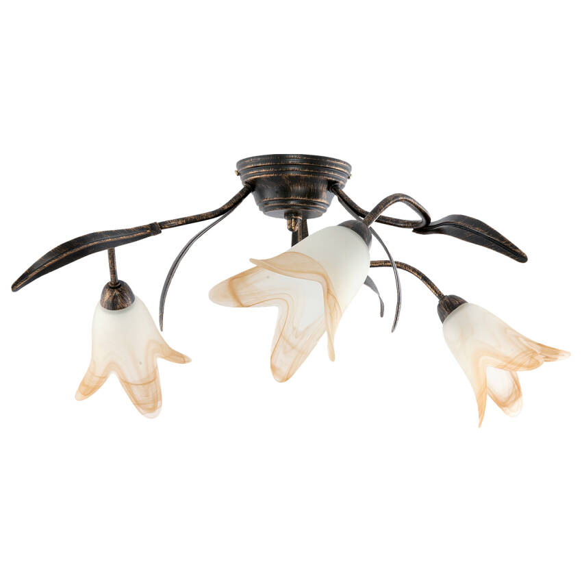 LAMPA WISZĄCA SUFITOWA ŻYRANDOL RETRO DO SALONU STARE ZŁOTO VINTAGE 3xE14 MARKOS NEGRO 10-772