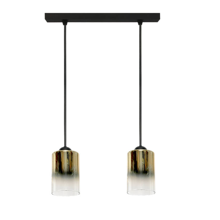 LAMPA SUFITOWA WISZĄCA CZARNA KLOSZ SZKLANY ZŁOTY TRANSPARENT FIORD 15-538
