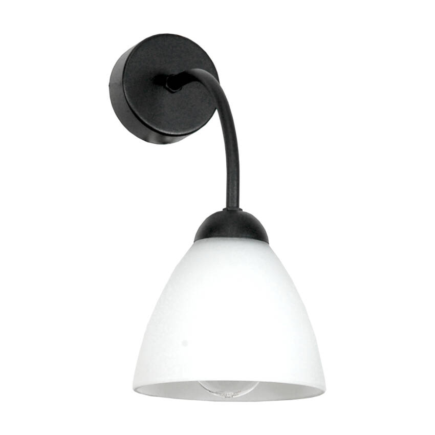 KINKIET ŚCIENNY DO SYPIALNI LED BIAŁY KLOSZ GLAMOUR CZARNY 1xE27 15-313 JAGNA