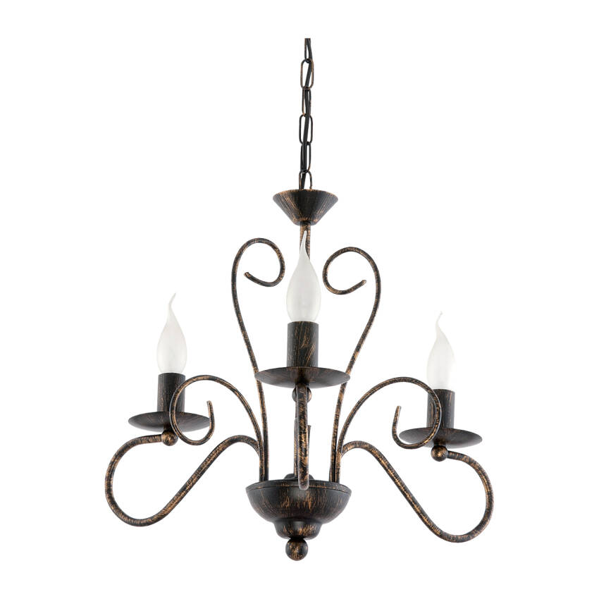 LAMPA WISZĄCA SUFITOWA ŻYRANDOL RETRO DO SALONU STARE ZŁOTO LED 3xE14 ADIS 10-592