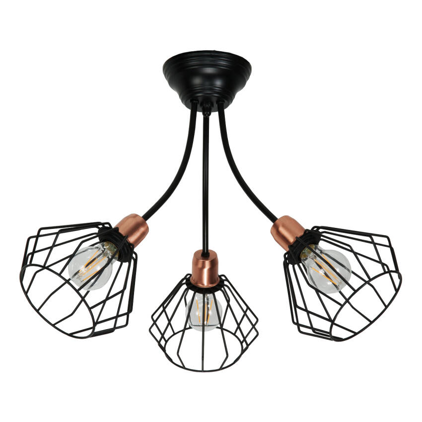 LAMPA SUFITOWA WISZĄCA LED PLAFON ŻYRANDOL MODERN DRUCIANE KOSZYKI 3xE27 FLIP 14-472