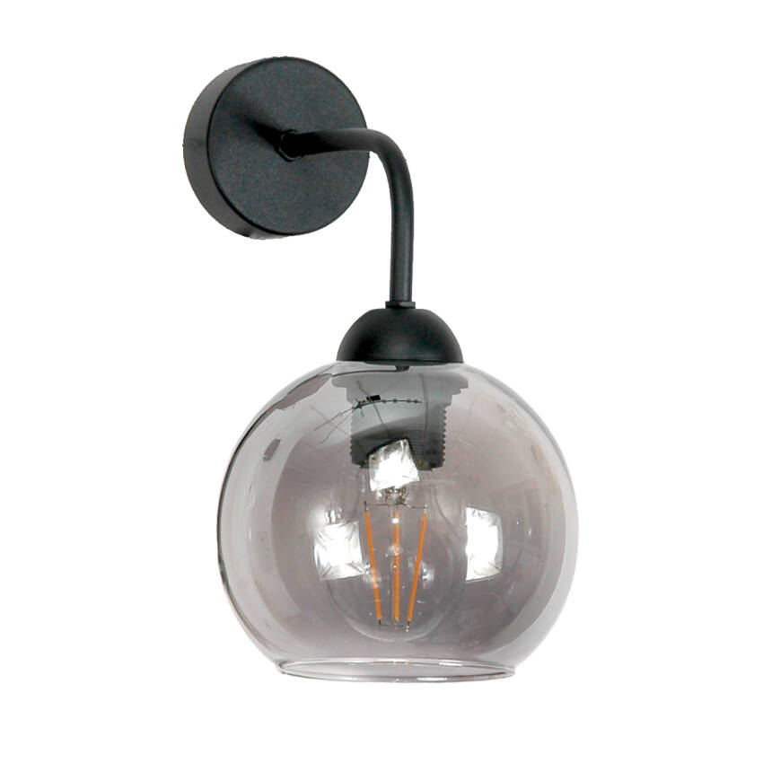 KINKIET ŚCIENNY DO SYPIALNI LED LOFT GRAFITOWY KLOSZ CZARNY 1xE27 ROGER 13-783