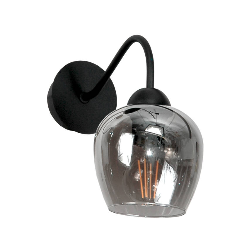 KINKIET ŚCIENNY DO SYPIALNI CZARNY LED GRAIFT KLOSZ GLAMOUR 1xE27 15-233 INDI GREY