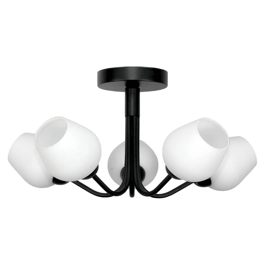LAMPA WISZĄCA SUFITOWA ŻYRANDOL LED DO POKOJU LOFT BIAŁE KLOSZE 5xE27 15-300 SOFIA