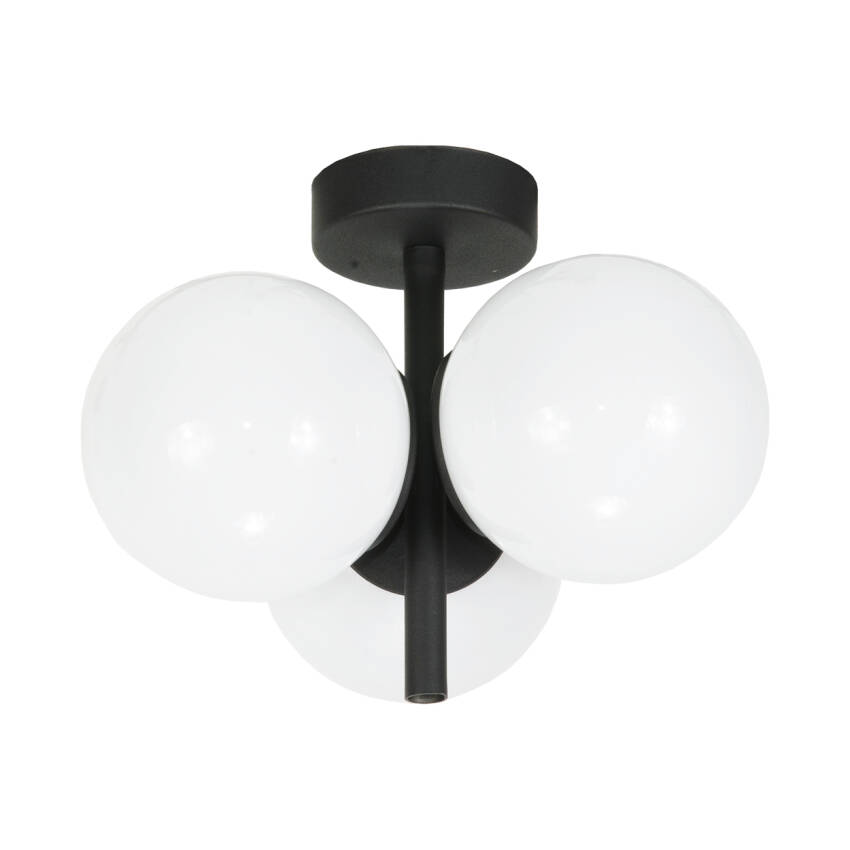 LAMPA SUFITOWA ŻYRANDOL PLAFON LOFT DO SALONU BIAŁE KULE CZARNA LED 3xE14 PETIT 13-812