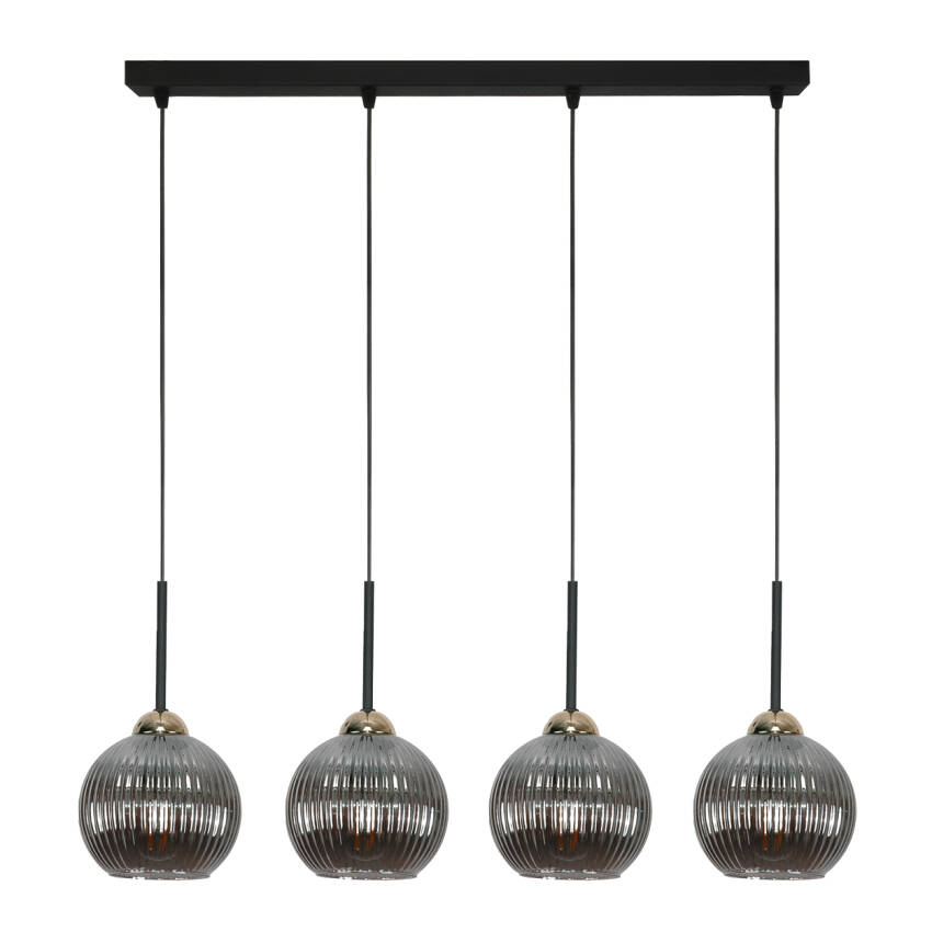 LAMPA SUFITOWA WISZĄCA CZARNA KLOSZ SZKLANY GRAFITOWY PION 15-021