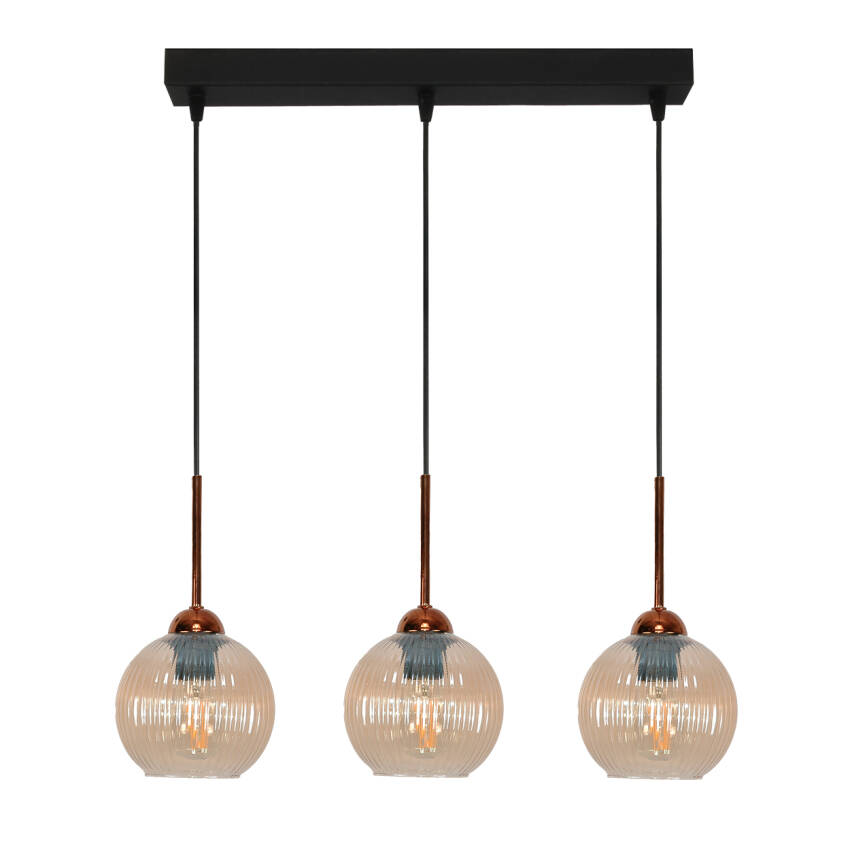 LAMPA WISZĄCA SUFITOWA ZWIS LISTWA BURSZTYNOWE KULE INDUSTRIALNA LOFT 3xE27 PION 15-044