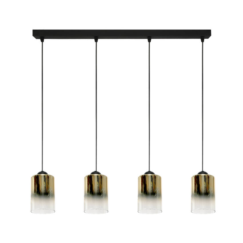 LAMPA SUFITOWA WISZĄCA CZARNA KLOSZ SZKLANY ZŁOTY TRANSPARENT FIORD 15-531