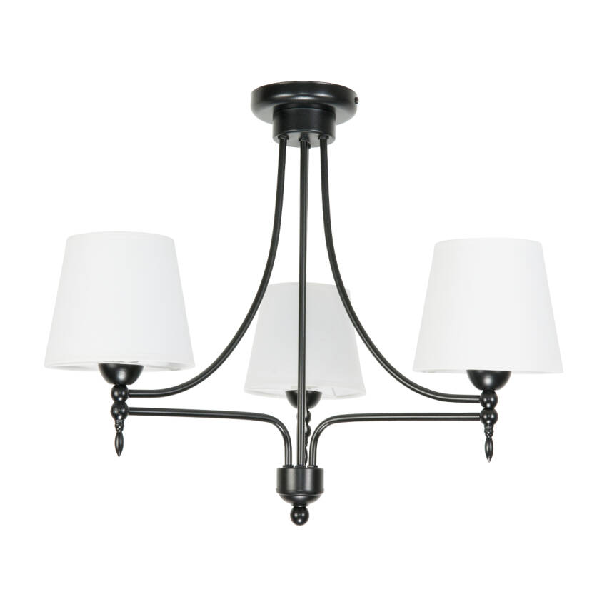 LAMPA SUFITOWA ŻYRANDOL LED LOFT DO SALONU BIAŁY ABAŻUR CZARNA 3xE27 ARTURO NEGRO 11-992