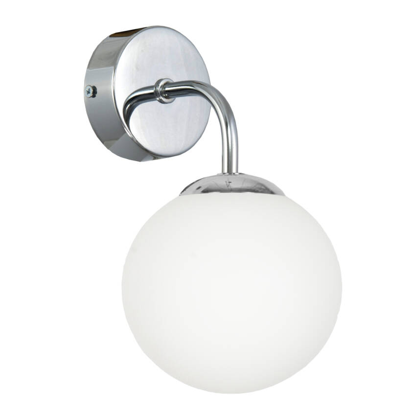 KINKIET ŚCIENNY DO SYPIALNI GLAMOUR BIAŁA KULA CHROM 1xE14 KIK 13-543