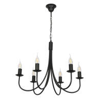 	LAMPA WISZĄCA SUFITOWA ŻYRANDOL LED RETRO DO SALONU VINTAGE CZARNA 6xE14 LUMEN NEGRO 14-886