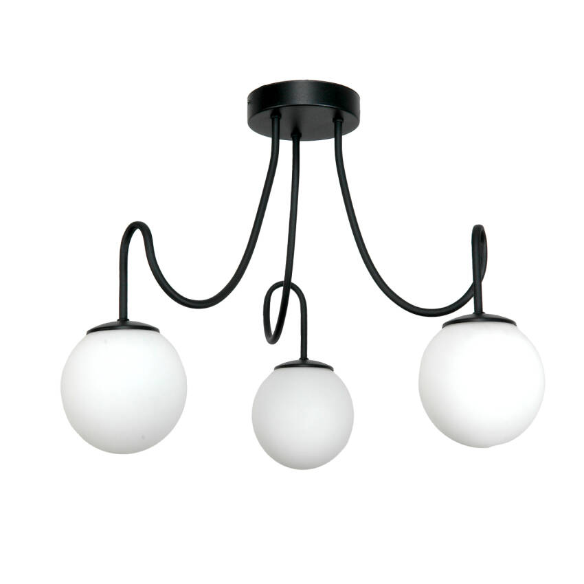 LAMPA WISZĄCA SUFITOWA ŻYRANDOL LED KULE BIAŁE DO SALONU LOFT CZARNA 3xE14 15-282 TED
