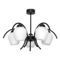 LAMPA WISZĄCA SUFITOWA ŻYRANDOL DO KUCHNI BIAŁE KLOSZE ELEGANCKA LOFT 5xE27 15-320 DANI