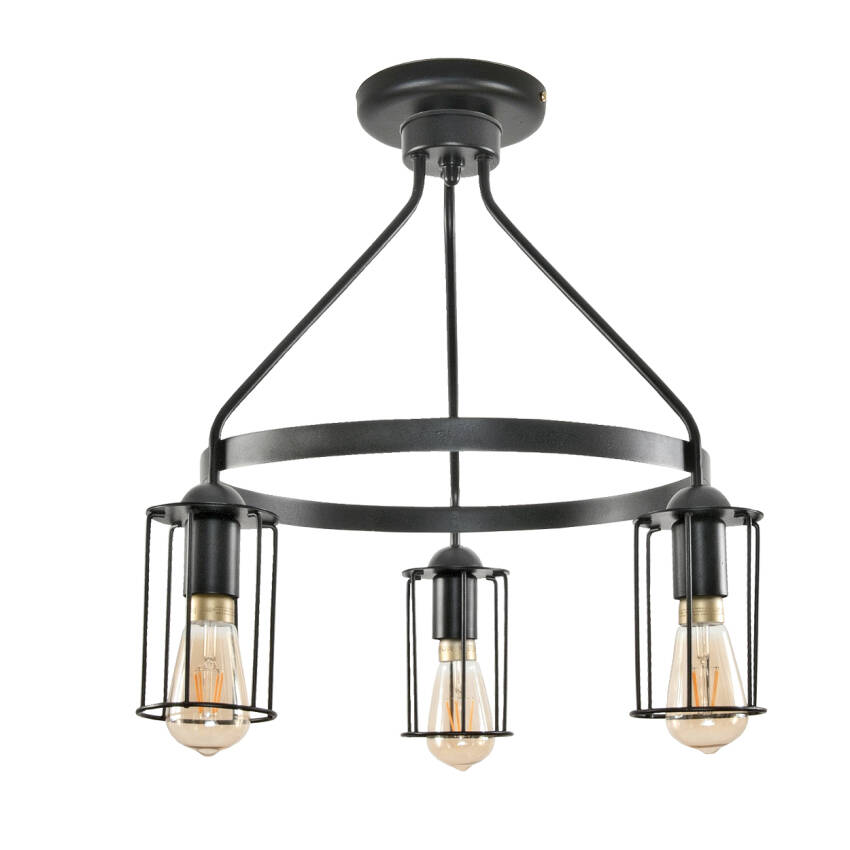 LAMPA WISZĄCA SUFITOWA ŻYRANDOL LOFT DO SALONU DRUCIANE KLOSZE LED 3xE27 HAVEL II 14-342