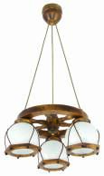 Lampa wisząca drewniana  żyrandol szklany klosz RETRO 2-022/5