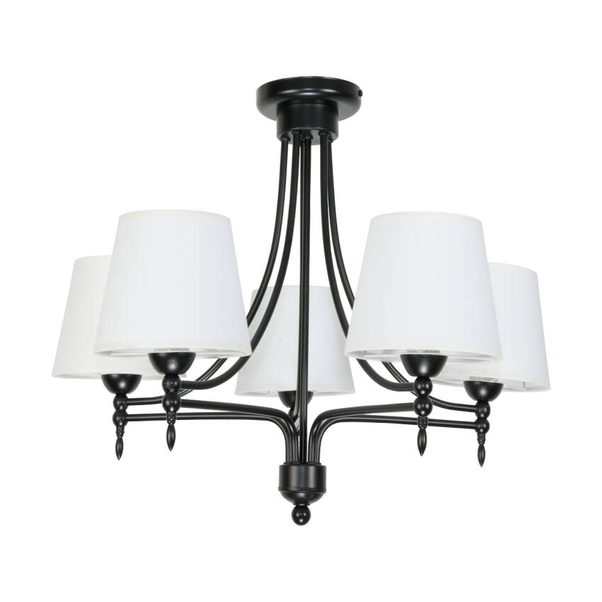 LAMPA WISZĄCA SUFITOWA ŻYRANDOL BIAŁE ABAŻURY RETRO DO SALONU LED 5xE27 ARTURO NEGRO 11-990