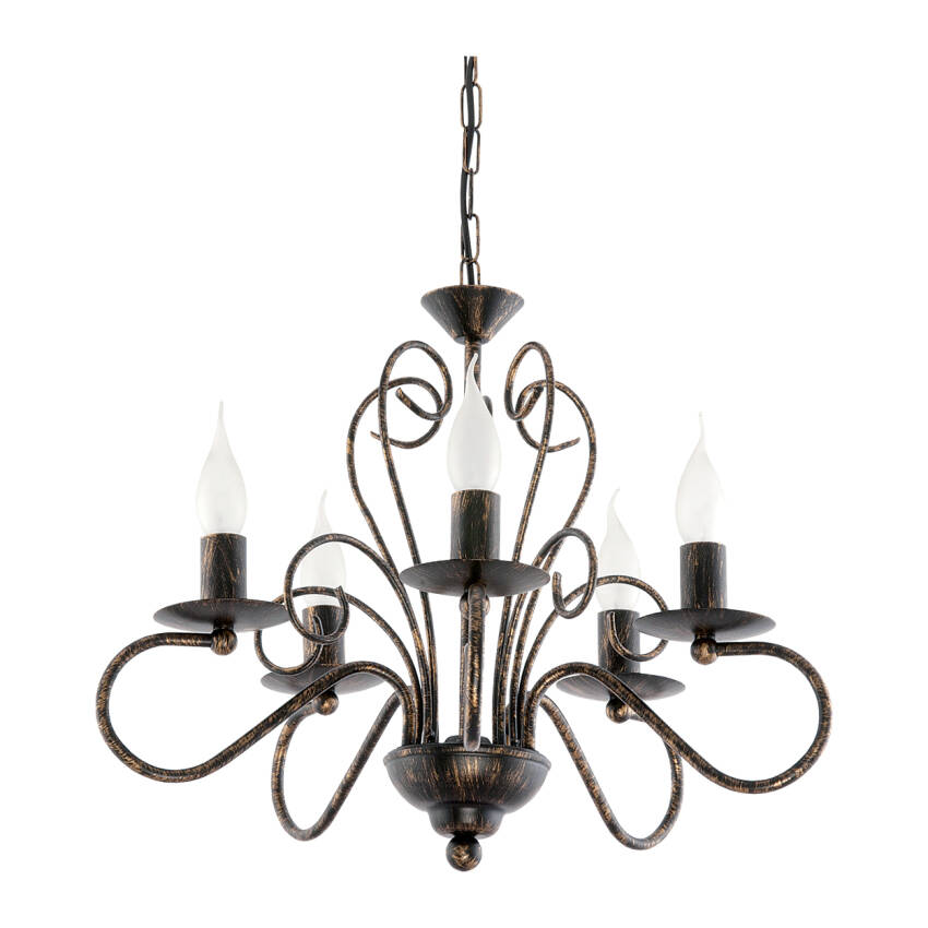 LAMPA WISZĄCA SUFITOWA ŻYRANDOL RETRO DO SYPIALNI STARE ZŁOTO 5xE14 ADIS 10-590