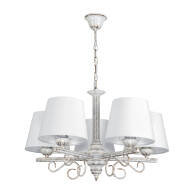 LAMPA WISZĄCA SUFITOWA ŻYRANDOL VINTAGE DO SALONU BIAŁY ABAŻUR RETRO 5xE27 METTE 9-890