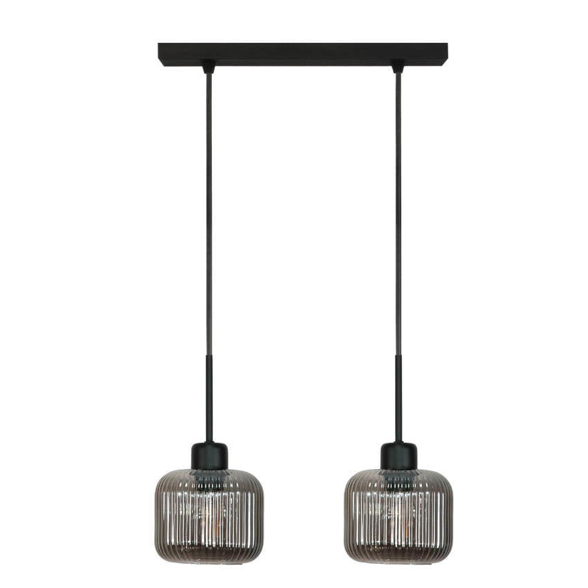 LAMPA WISZĄCA SUFITOWA ZWIS LISTWA GRAFITOWE KLOSZE INDUSTRIALNA LOFT 2xE27 BEKA GREY 15-008