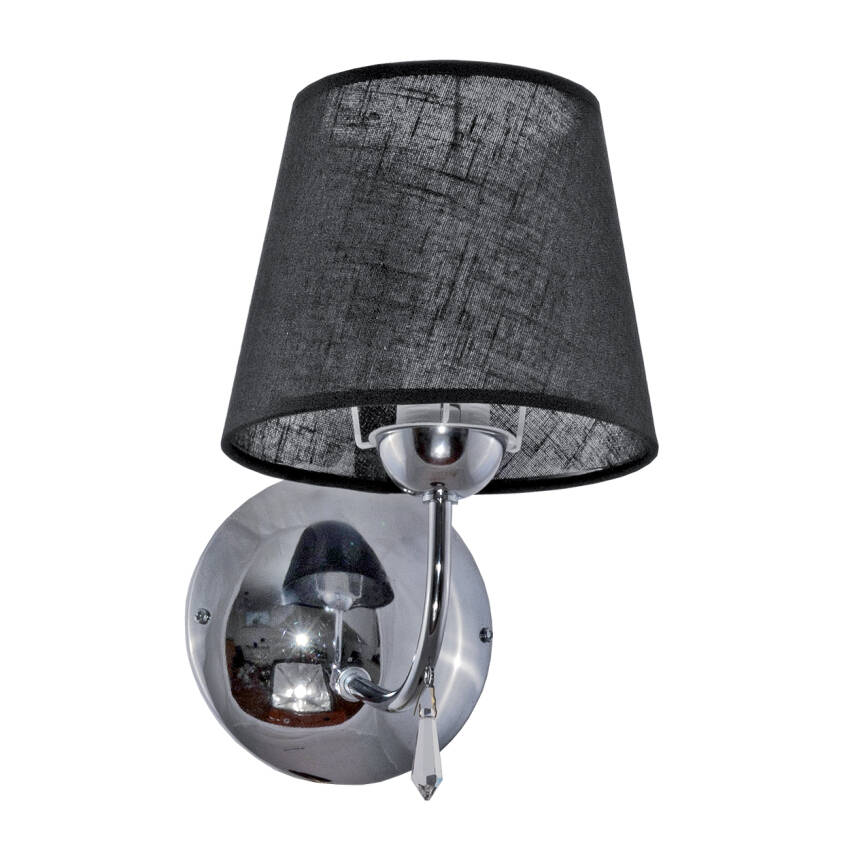 KINKIET ŚCIENNY ŁAZIENKOWY LED NAD LUSTRO CHROMOWANY CZARNY ABAŻUR 1xE27 BRIGIT NEGRO 11-243